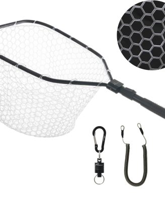 GOODCAT Fly Fishing Net, Bass Trout Landing Net, Folding Fishing Nets Fresh Water, Safe Fish Catching or Releasing, Fly Fishing net Magnetic Release